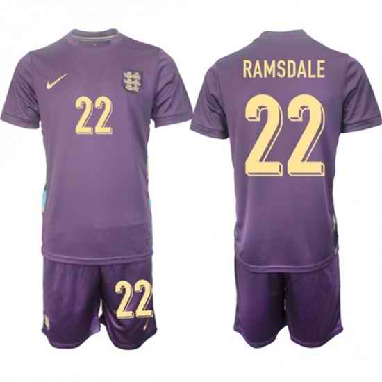 Men England 22 Aaron Ramsdale 2024 25 Purple Away Soccer Jersey Suit